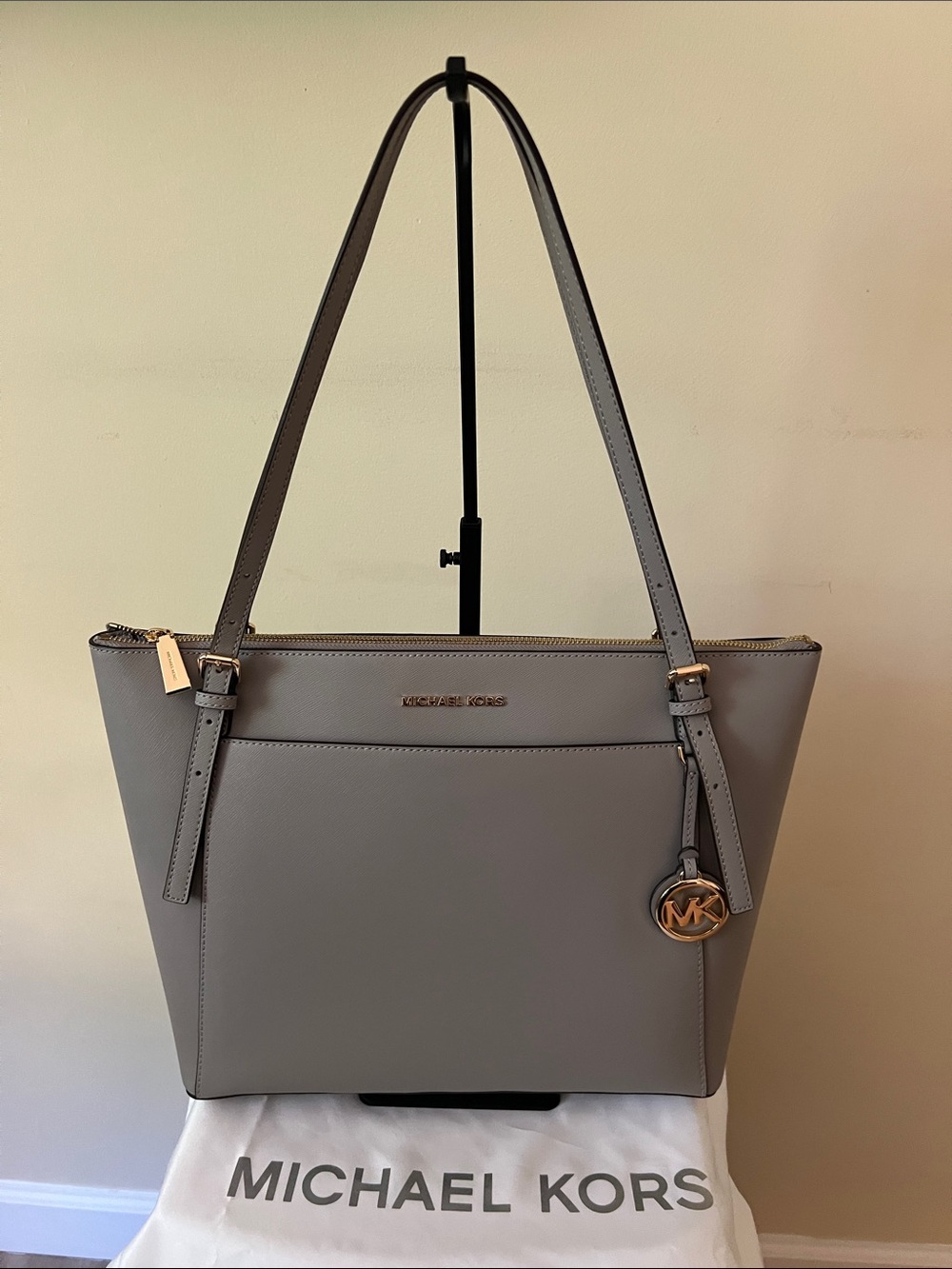 Michael Kors Grey Leather Tote Bag